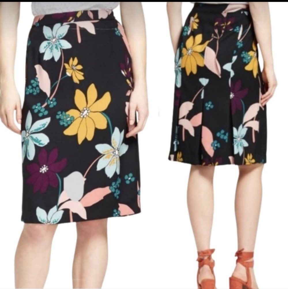 Who What Wear Ebony Floral Skirt Black Size 14